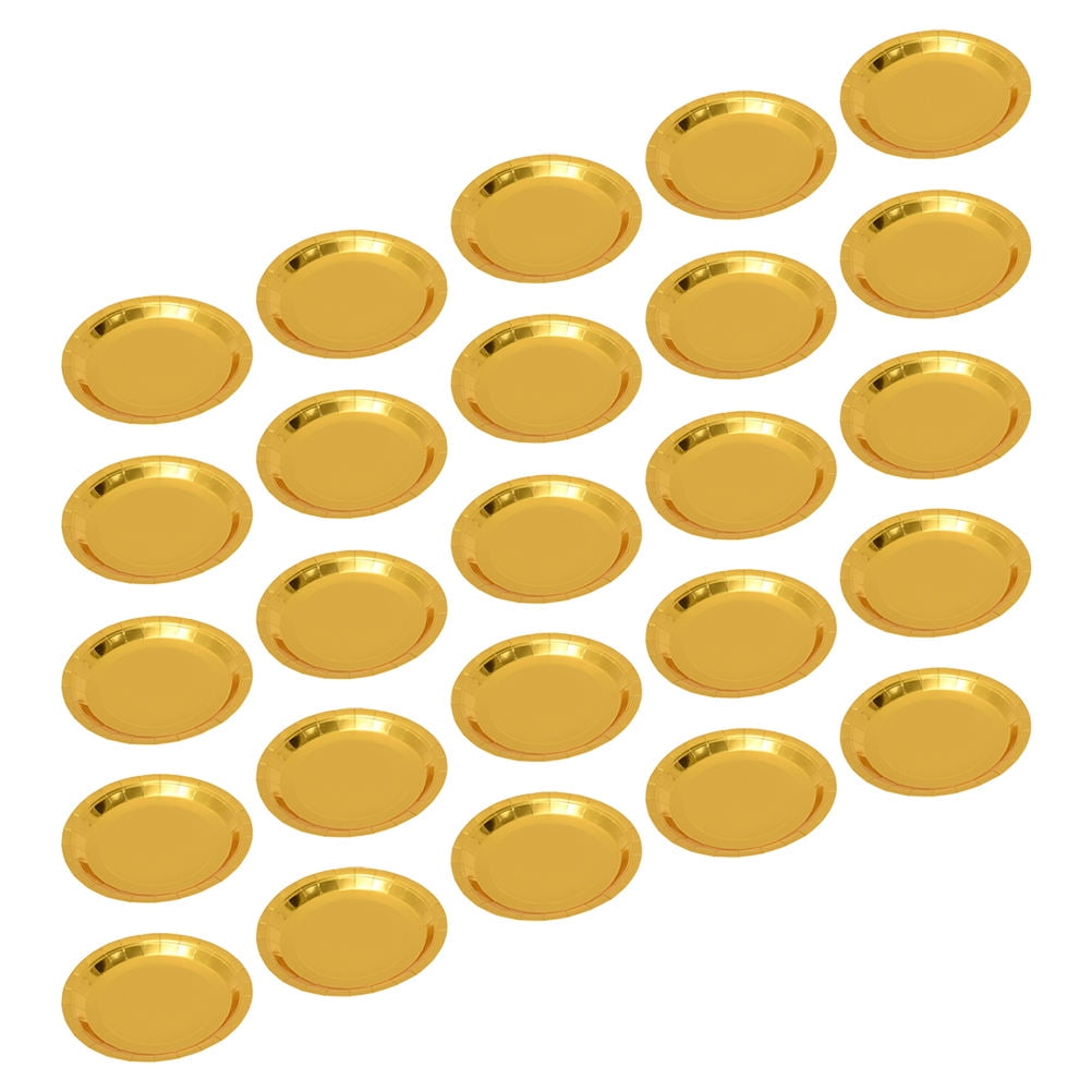 Worgeous 25 Pcs Disposable Paper Tray Birthday Plates Dinner Cute Tableware Cake Golden V1189-LWWAL-20260327-03448