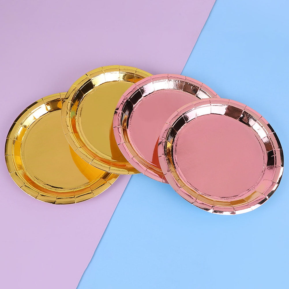 Worgeous 25 Pcs Disposable Paper Tray Birthday Plates Dinner Cute Tableware Cake Golden V1189-LWWAL-20260327-03448