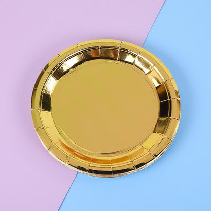 Worgeous 25 Pcs Disposable Paper Tray Birthday Plates Dinner Cute Tableware Cake Golden V1189-LWWAL-20260327-03448