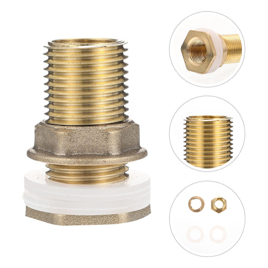 Worgeous Brass Bulkhead Fitting for Water Tank Easy Install Water Inlet Outlet Connector Golden 1/2 Inch V1189-LWWAL-20260327-03456