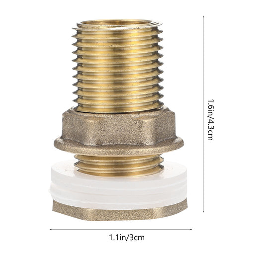 Worgeous Brass Bulkhead Fitting for Water Tank Easy Install Water Inlet Outlet Connector Golden 1/2 Inch V1189-LWWAL-20260327-03456