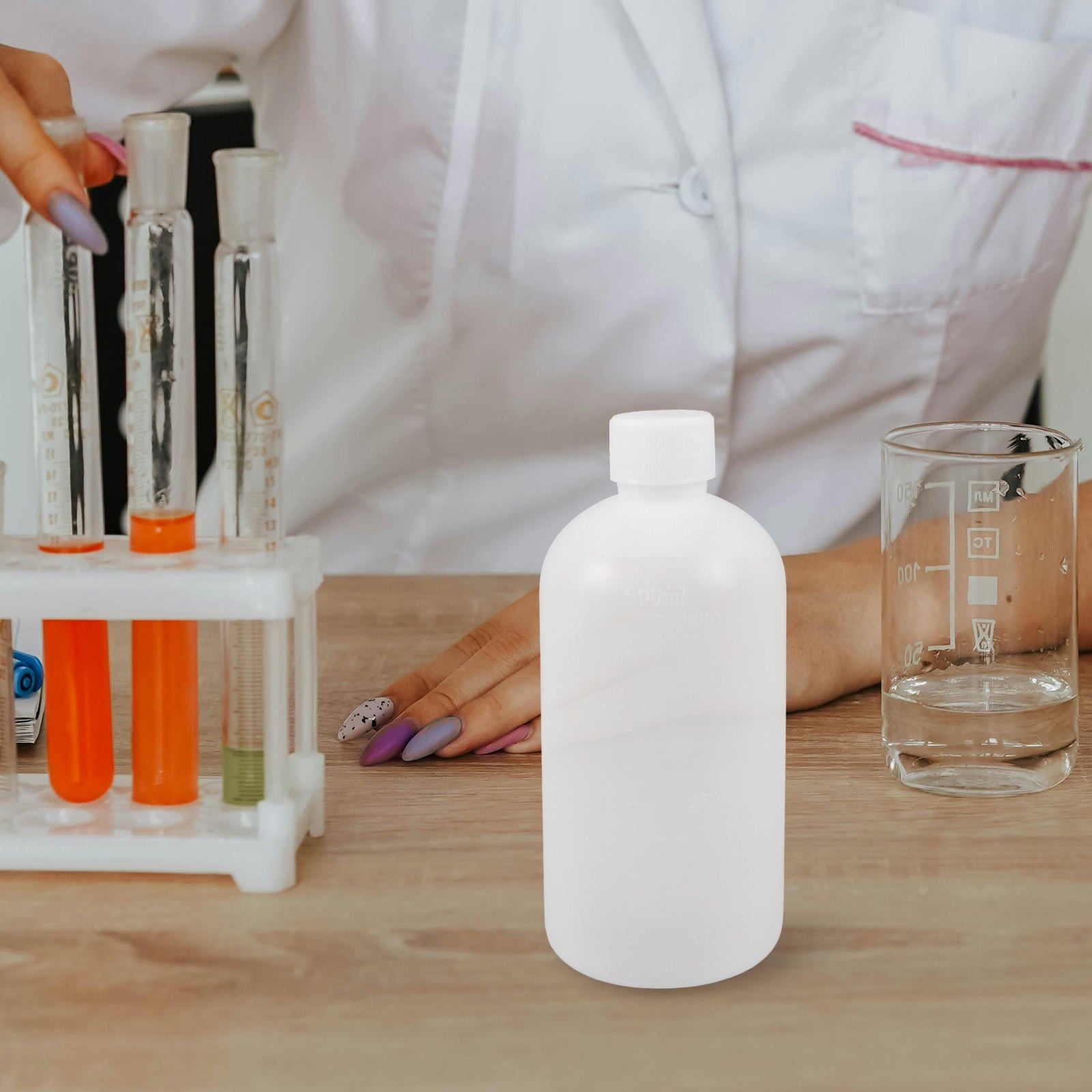 Masteelf 2Pcs Chemical Container Bottle Transparent HDPE Polyethylene Plastic 500ml 17.0X7.7X7.7in V1189-LWWAL-20260327-03464