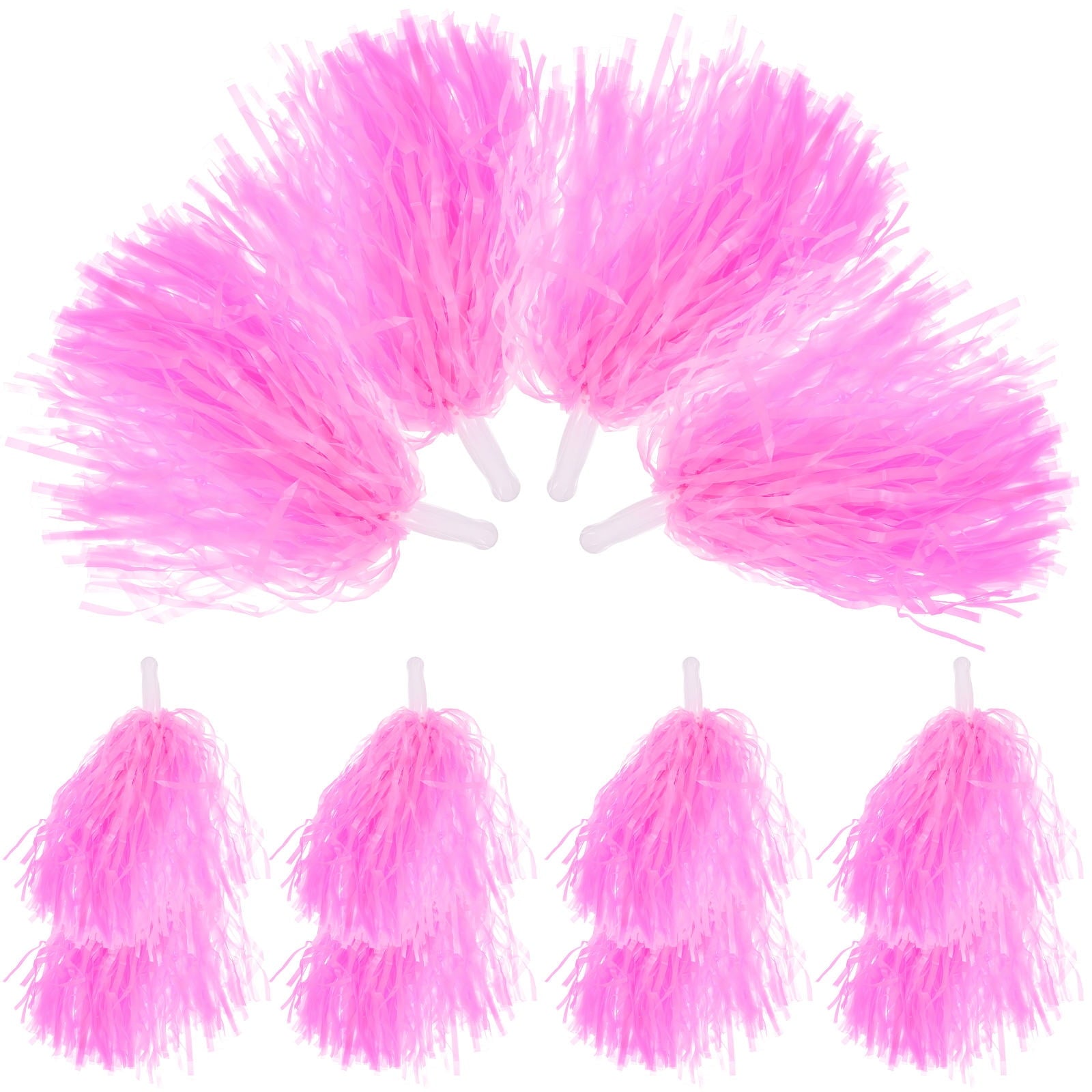 Worgeous Pink Cheerleading Pom Poms with Shiny Design and Durable Plastic Handles for Decor Use 12 Pieces V1189-LWWAL-20260327-03471