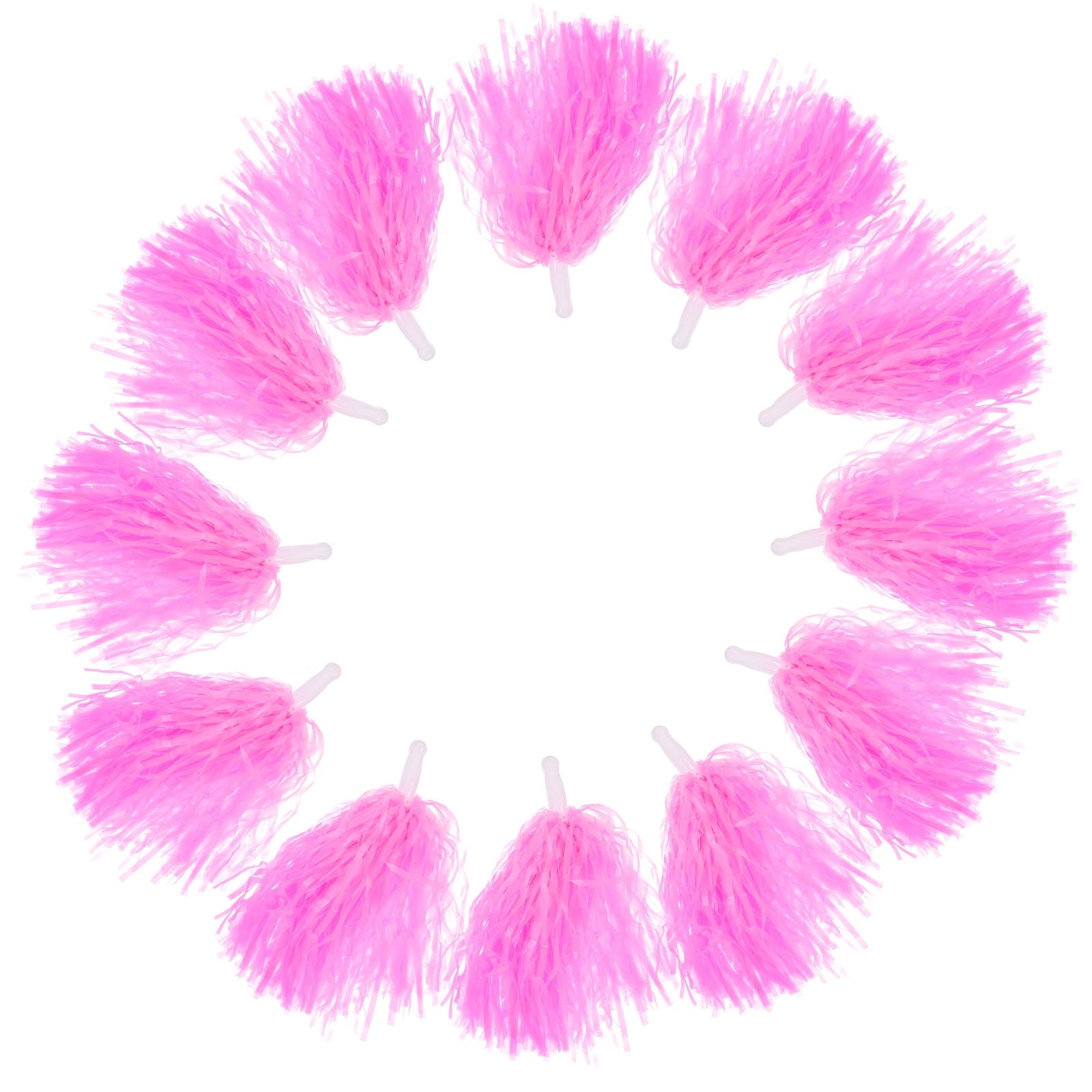 Worgeous Pink Cheerleading Pom Poms with Shiny Design and Durable Plastic Handles for Decor Use 12 Pieces V1189-LWWAL-20260327-03471