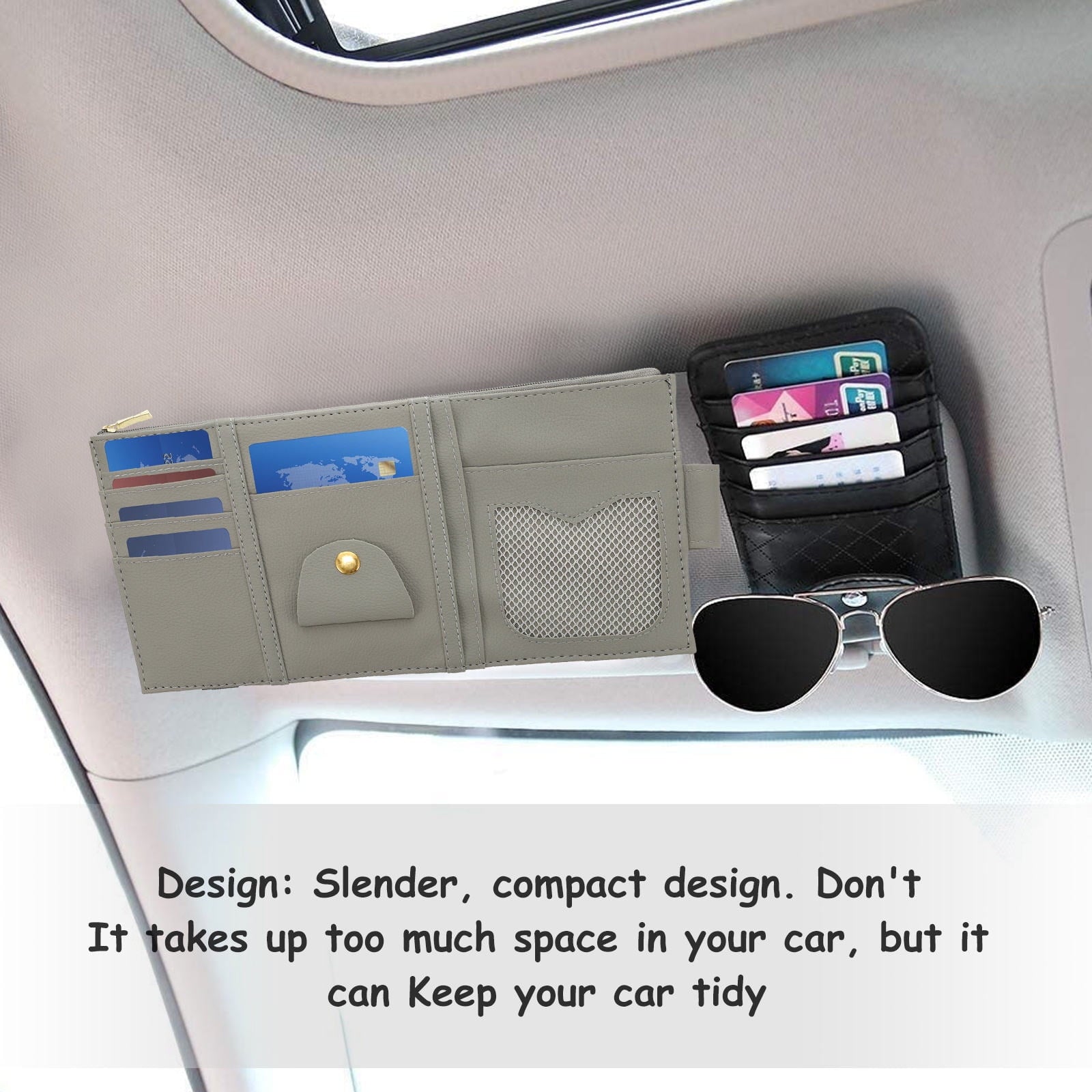Worgeous ID Storage Bag Visor Organizer Sun Automotive Car Pocket Grey V1189-LWWAL-20260327-03479
