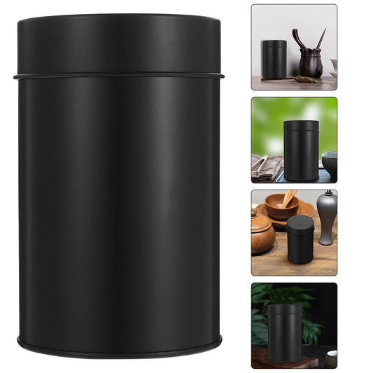 SWETRACE Small Metal Container Tea Canister Tinplate Black 2Pcs 4.72x2.95x2.95in V1189-LWWAL-20260327-03489