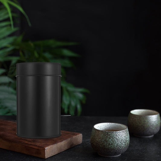 SWETRACE Small Metal Container Tea Canister Tinplate Black 2Pcs 4.72x2.95x2.95in V1189-LWWAL-20260327-03489