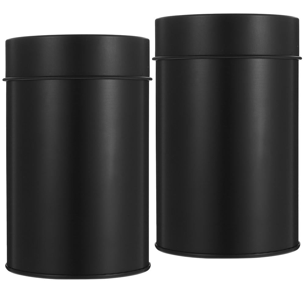 SWETRACE Small Metal Container Tea Canister Tinplate Black 2Pcs 4.72x2.95x2.95in V1189-LWWAL-20260327-03489