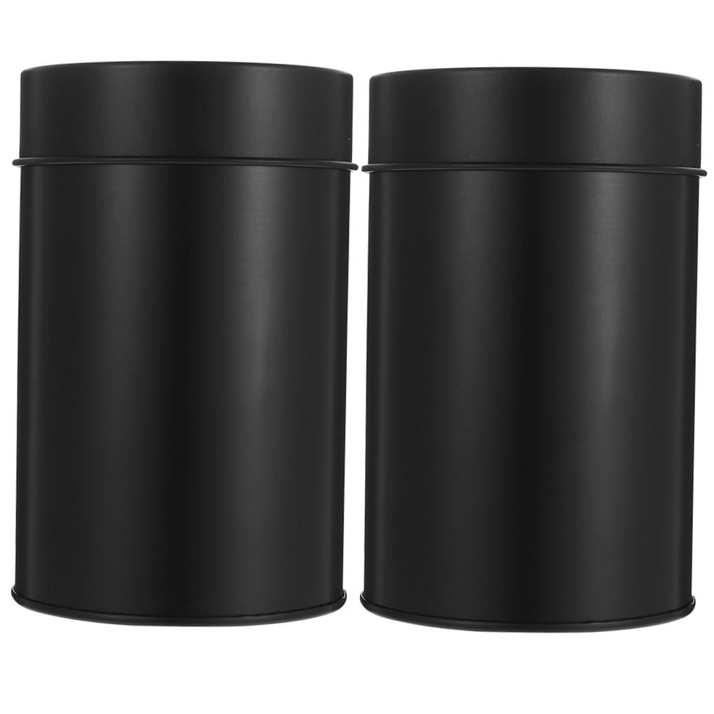 SWETRACE Small Metal Container Tea Canister Tinplate Black 2Pcs 4.72x2.95x2.95in V1189-LWWAL-20260327-03489