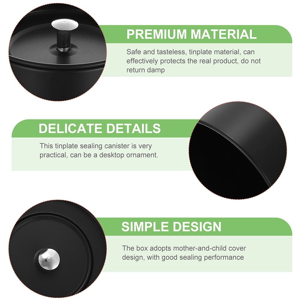 SWETRACE Small Metal Container Tea Canister Tinplate Black 2Pcs 4.72x2.95x2.95in V1189-LWWAL-20260327-03489