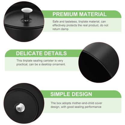 SWETRACE Small Metal Container Tea Canister Tinplate Black 2Pcs 4.72x2.95x2.95in V1189-LWWAL-20260327-03489