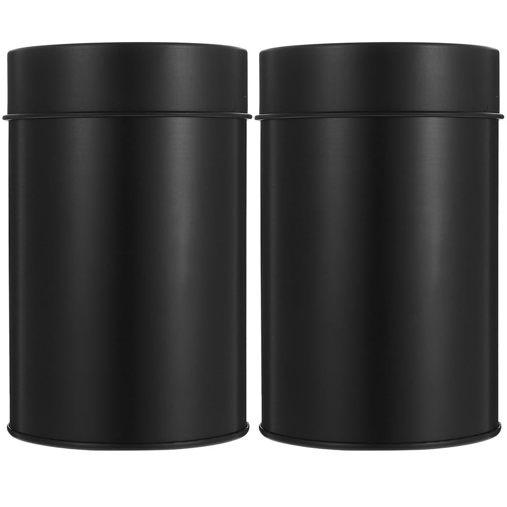 SWETRACE Small Metal Container Tea Canister Tinplate Black 2Pcs 4.72x2.95x2.95in V1189-LWWAL-20260327-03489