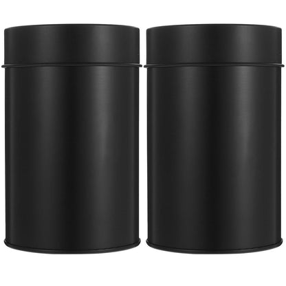 SWETRACE Small Metal Container Tea Canister Tinplate Black 2Pcs 4.72x2.95x2.95in V1189-LWWAL-20260327-03489