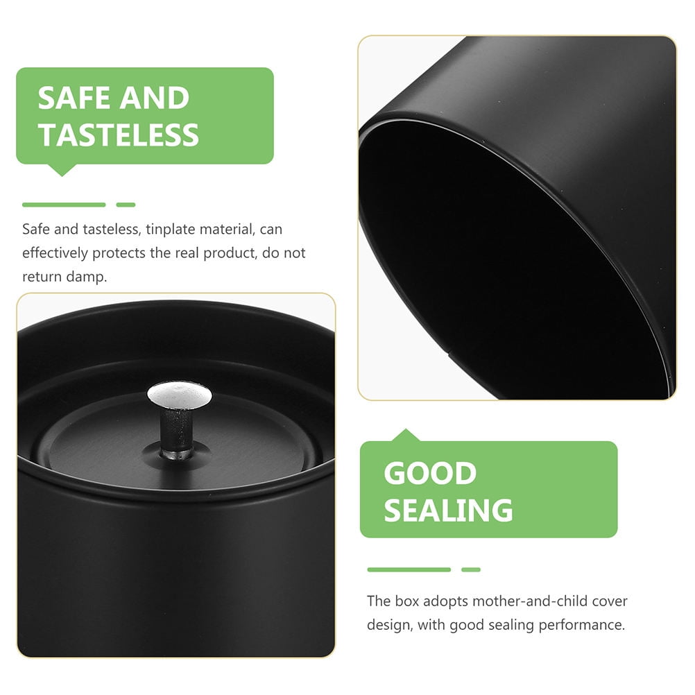 SWETRACE Small Metal Container Tea Canister Tinplate Black 2Pcs 4.72x2.95x2.95in V1189-LWWAL-20260327-03489