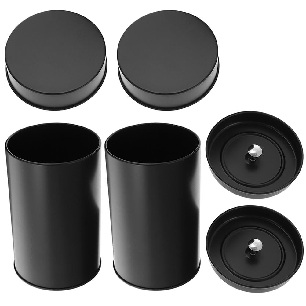 SWETRACE Small Metal Container Tea Canister Tinplate Black 2Pcs 4.72x2.95x2.95in V1189-LWWAL-20260327-03489