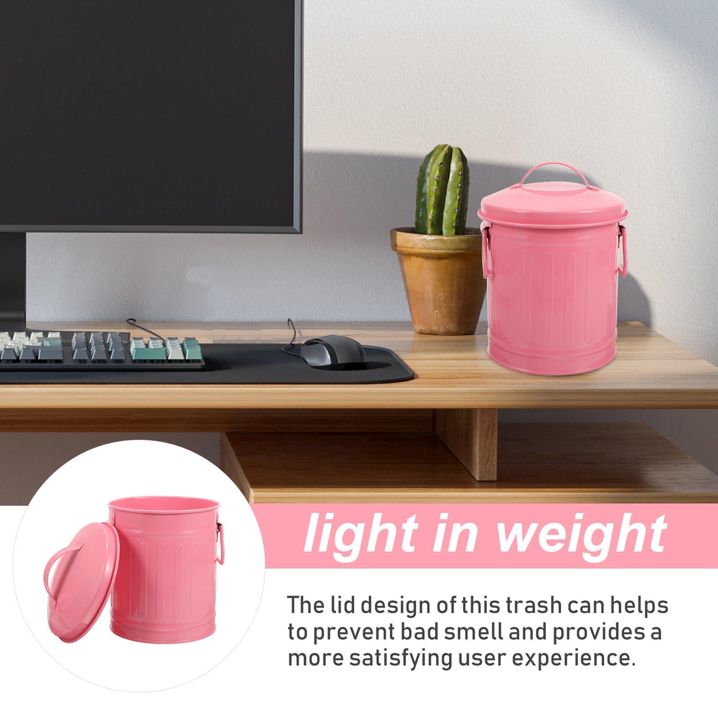 SWETRACE Small Trash Bin With Lid Pink 1Pcs V1189-LWWAL-20260327-03494