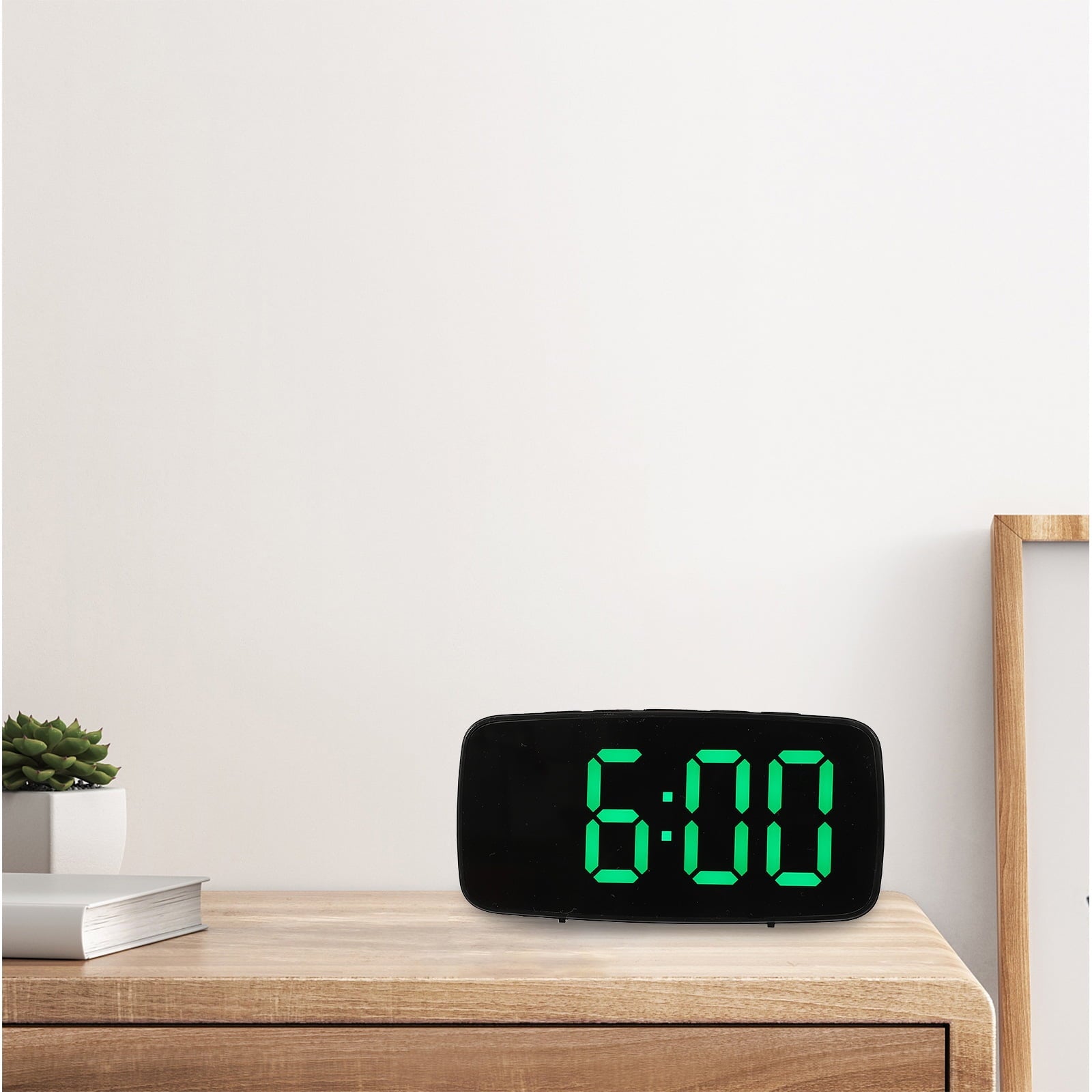 Worgeous Digital Alarm Clock Battery Operated Big Numbers Travel Green V1189-LWWAL-20260327-03496