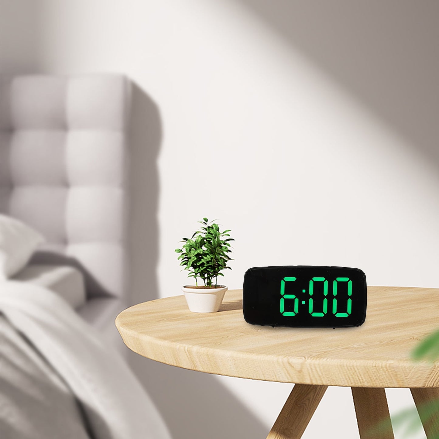 Worgeous Digital Alarm Clock Battery Operated Big Numbers Travel Green V1189-LWWAL-20260327-03496