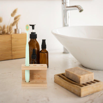 SWETRACE Tooth Brush Organizer Toothbrush Holder Khaki Bamboo 1Set V1189-LWWAL-20260327-03511