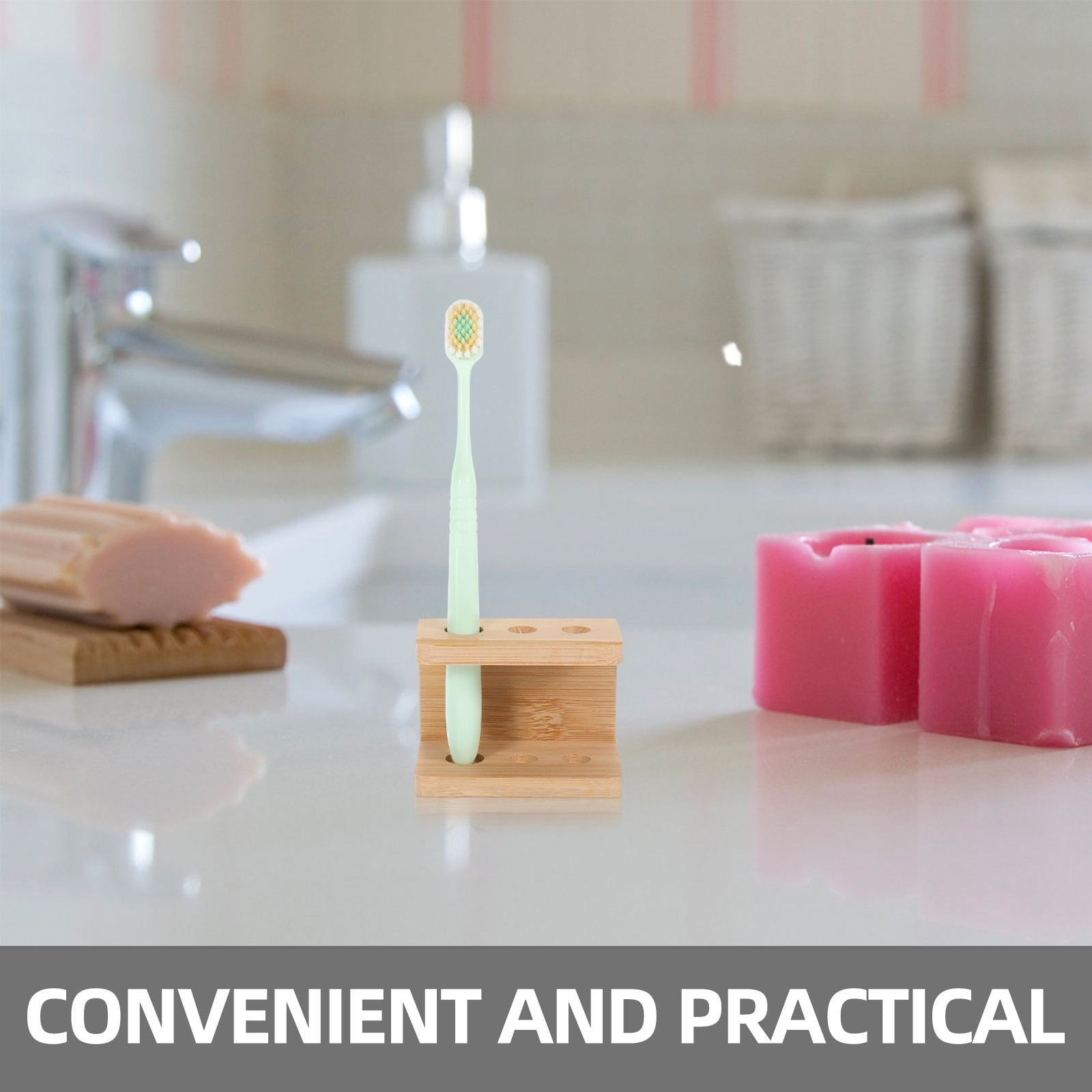 SWETRACE Tooth Brush Organizer Toothbrush Holder Khaki Bamboo 1Set V1189-LWWAL-20260327-03511