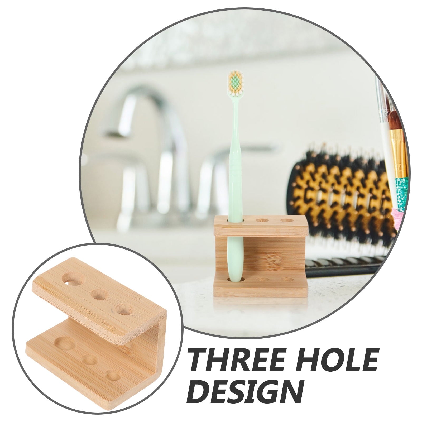 SWETRACE Tooth Brush Organizer Toothbrush Holder Khaki Bamboo 1Set V1189-LWWAL-20260327-03511