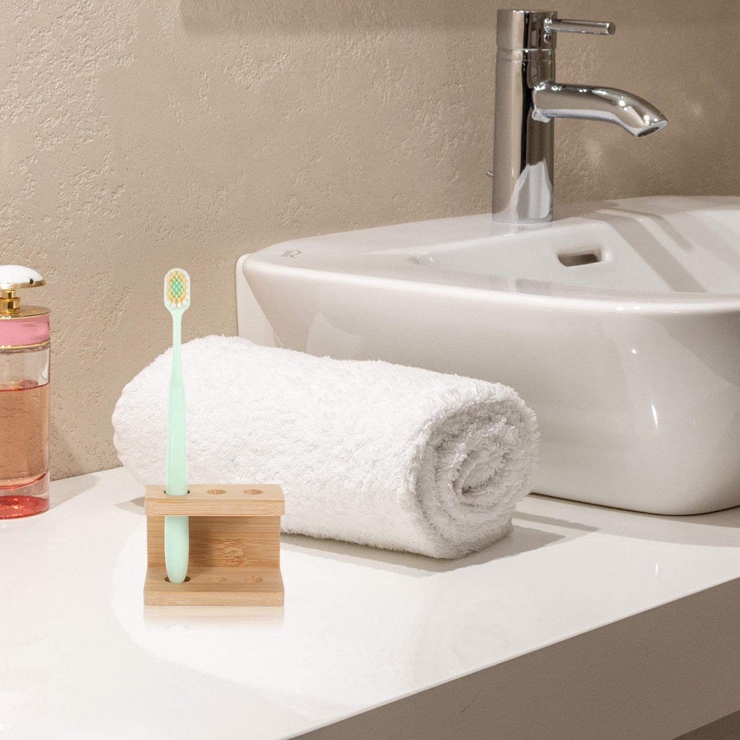 SWETRACE Tooth Brush Organizer Toothbrush Holder Khaki Bamboo 1Set V1189-LWWAL-20260327-03511
