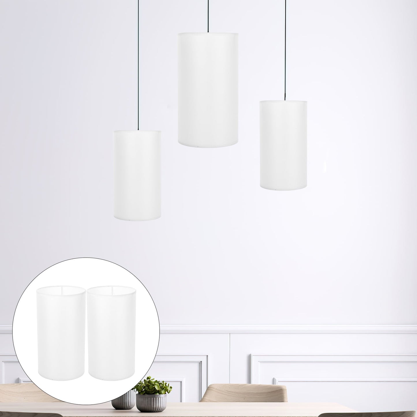 SWETRACE Lamp Shade for Cylinder Lamp White Linen 2Pcs 9.8x5.5x5.5in V1189-LWWAL-20260327-03516