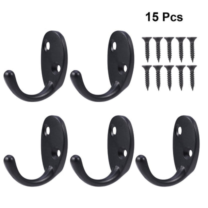 SWETRACE Screw Mounted Wall Hook Black Alloy 15-Pcs Home Use V1189-LWWAL-20260327-03524