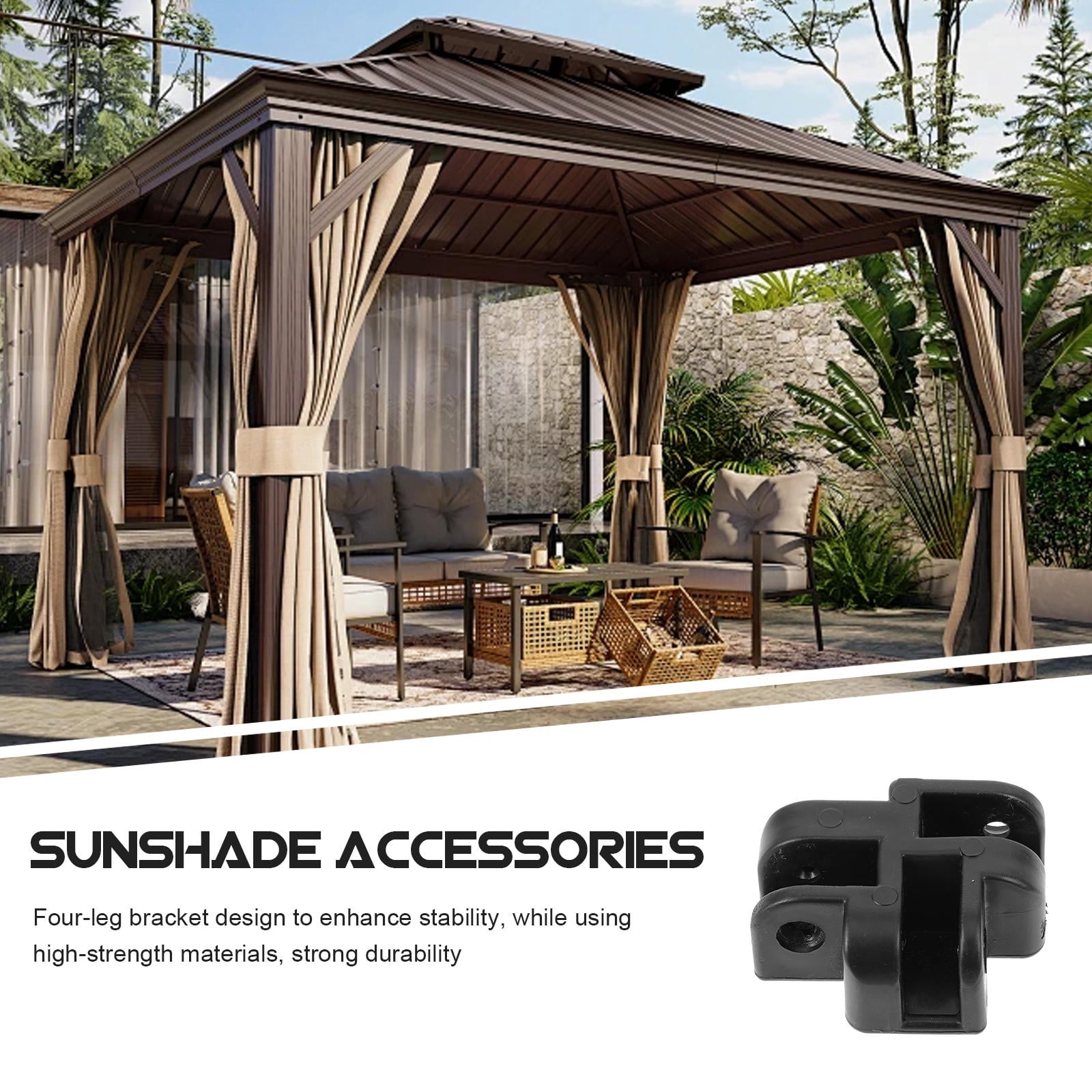 Worgeous Heavy Duty Gazebo Strong Canopy Tent Replacement Parts Black V1189-LWWAL-20260327-03528
