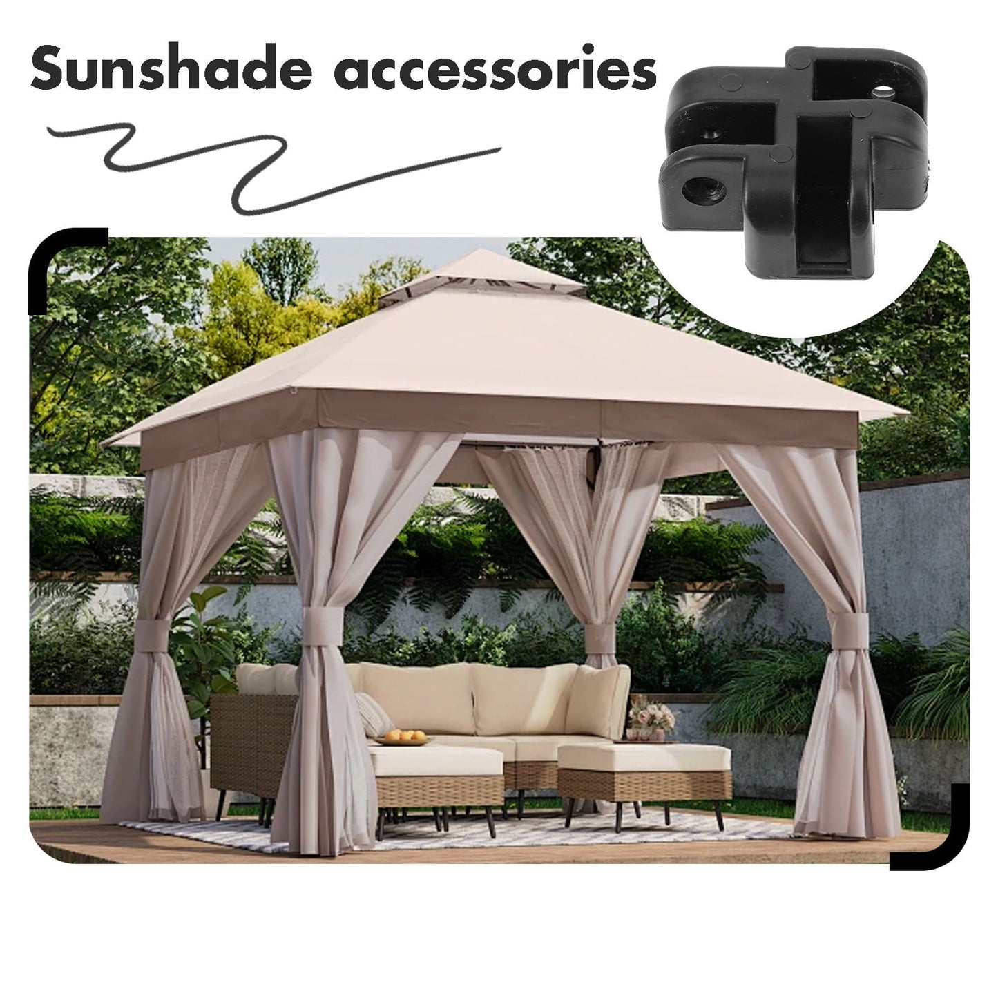 Worgeous Heavy Duty Gazebo Strong Canopy Tent Replacement Parts Black V1189-LWWAL-20260327-03528