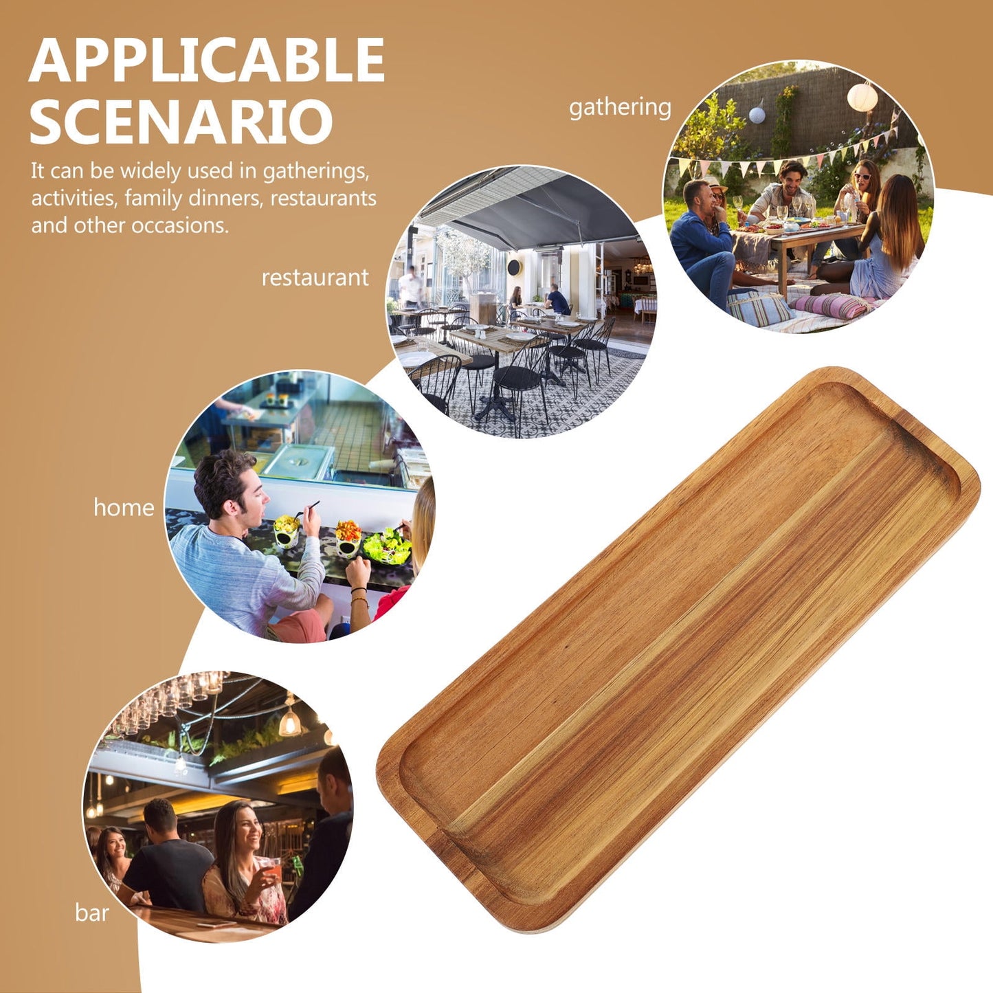 SWETRACE Food Serving Trays Wood Light Brown 1Pack V1189-LWWAL-20260327-03538