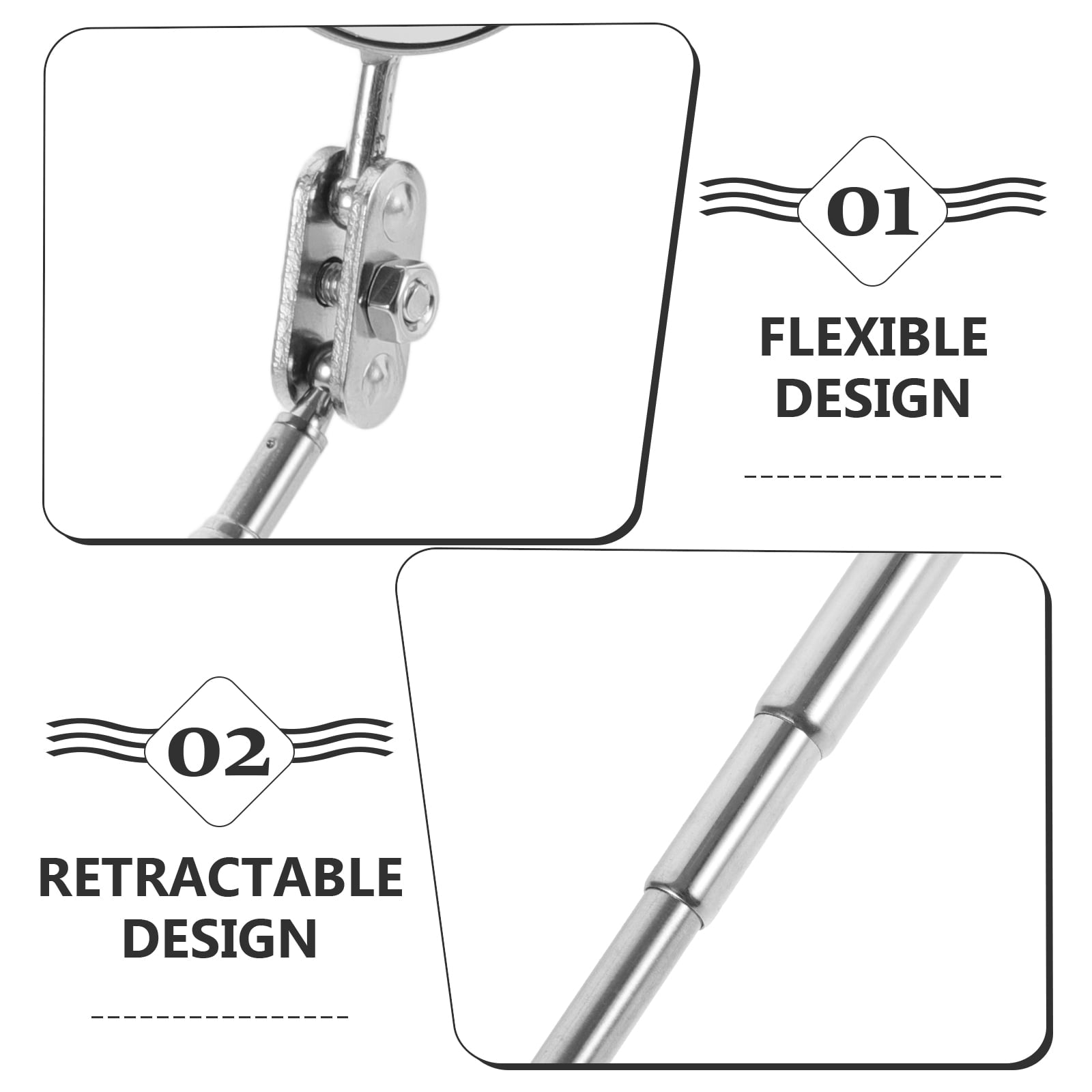 SWETRACE Extending Inspection Mirror Telescoping Mirror Tool Metal 1Set for Pipeline Inspection V1189-LWWAL-20260327-03547
