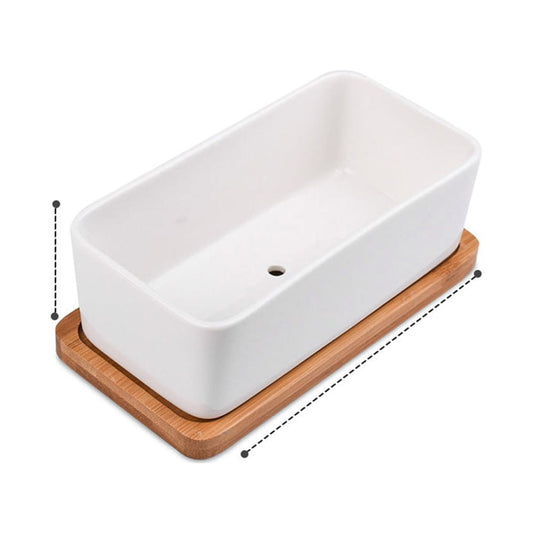 SWETRACE Ceramic Oblong Flower Pot White 1 Set 6.7X3.3In V1189-LWWAL-20260327-03580