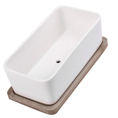 SWETRACE Ceramic Oblong Flower Pot White 1 Set 6.7X3.3In V1189-LWWAL-20260327-03580