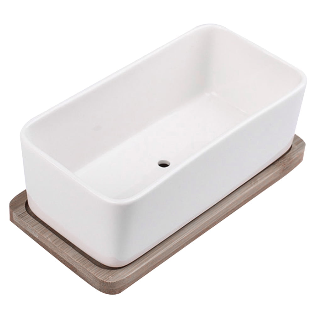 SWETRACE Ceramic Oblong Flower Pot White 1 Set 6.7X3.3In V1189-LWWAL-20260327-03580