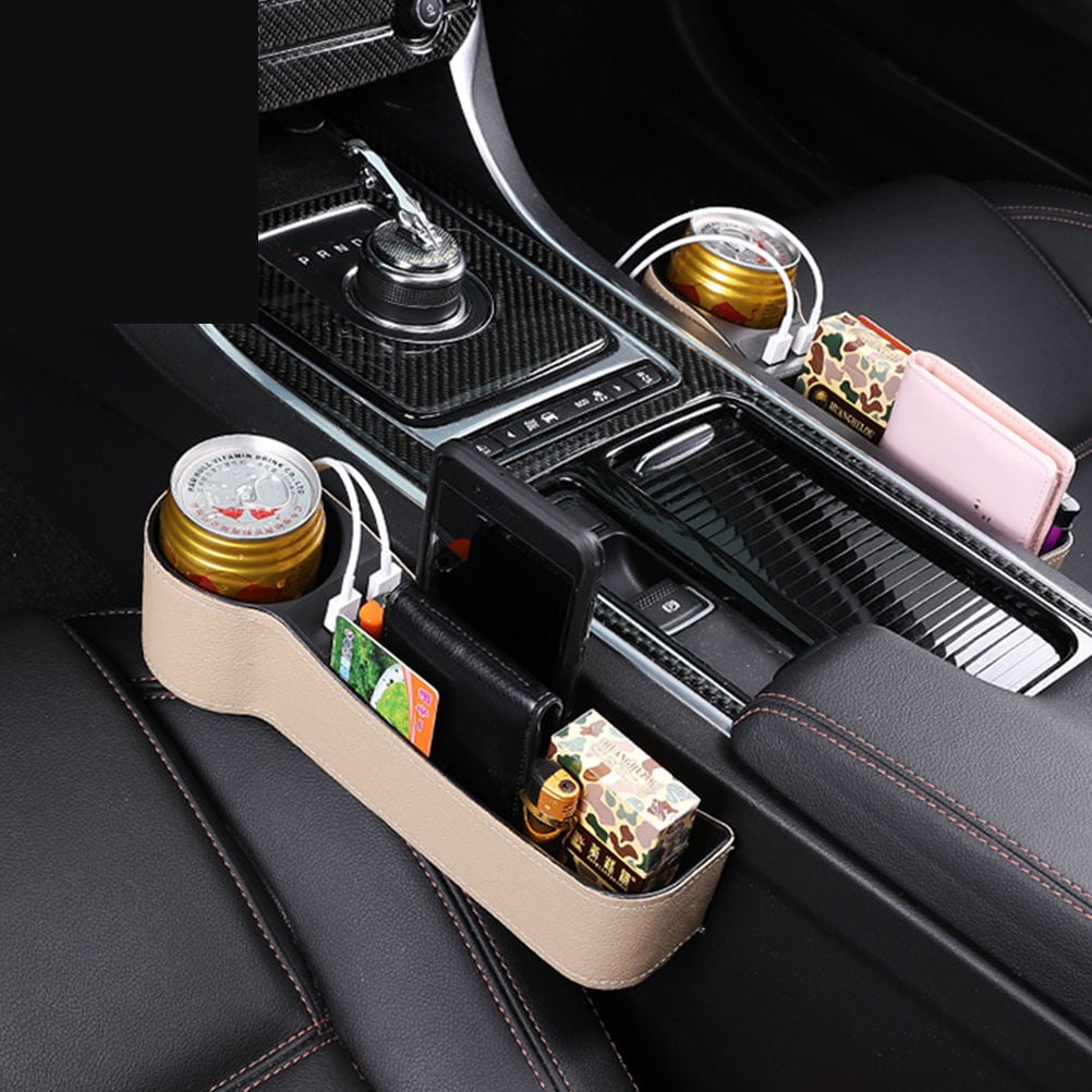 Masteelf Car Seat Gap Storage Box 1Set Beige Leather with Car Seat Slide Filler for Drivers V1189-LWWAL-20260327-03584
