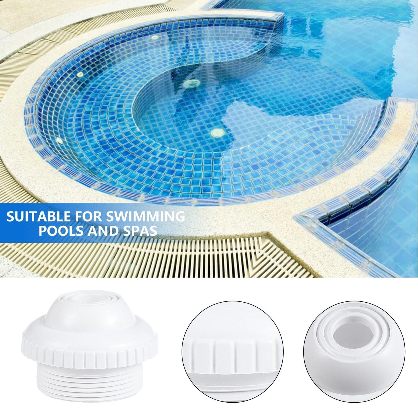 SWETRACE 1Pack Nozzle for Pool Aerator and Spa Usage in White PVC 2.4x2.4x1.6in V1189-LWWAL-20260327-03596