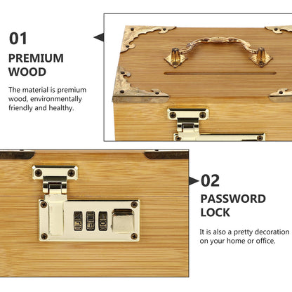 SWETRACE Retro Money-Saving Box With Combination Lock - Scratch- Keepsakes Container 1Pc 11.8x3.9x3.9in V1189-LWWAL-20260327-03597