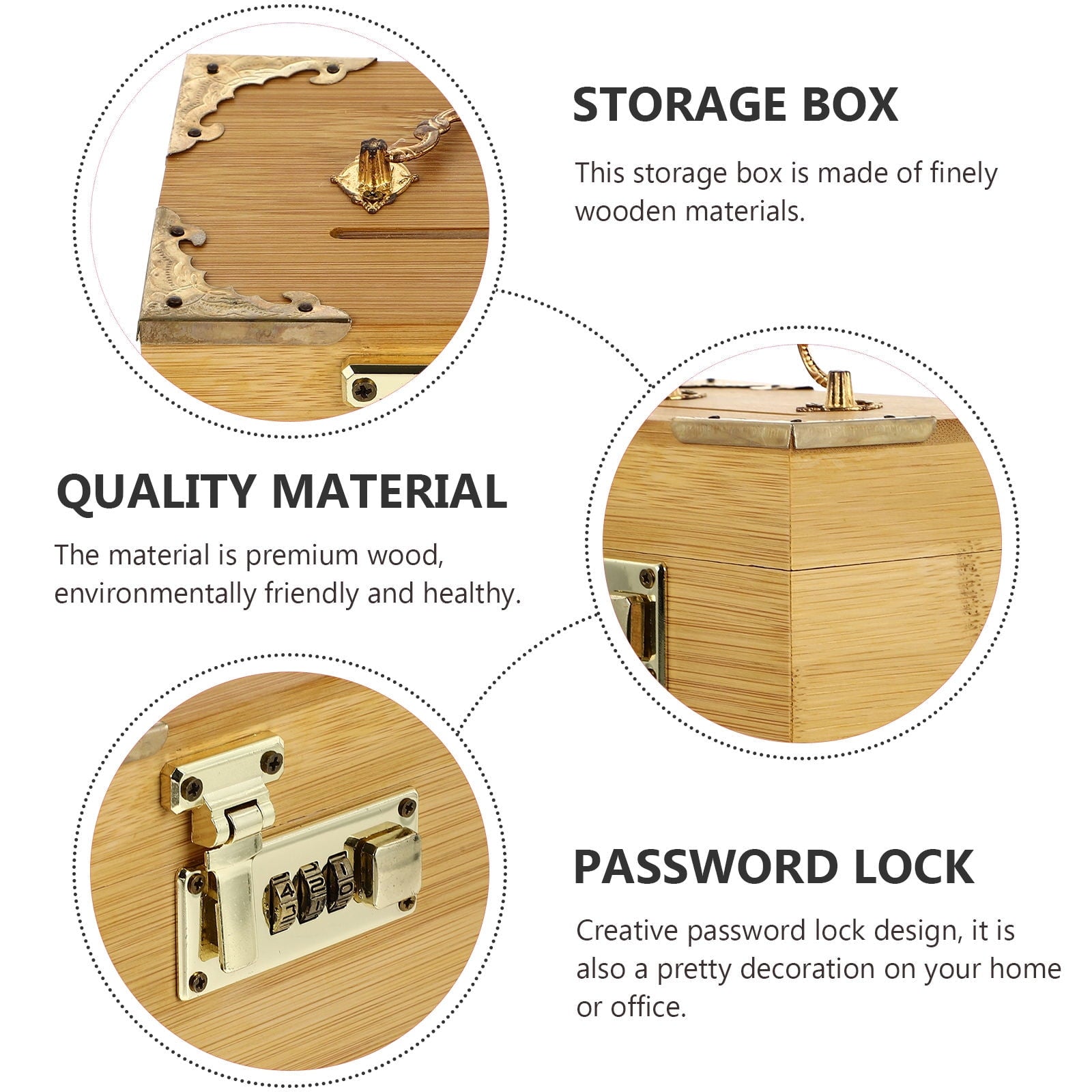 SWETRACE Retro Money-Saving Box With Combination Lock - Scratch- Keepsakes Container 1Pc 11.8x3.9x3.9in V1189-LWWAL-20260327-03597