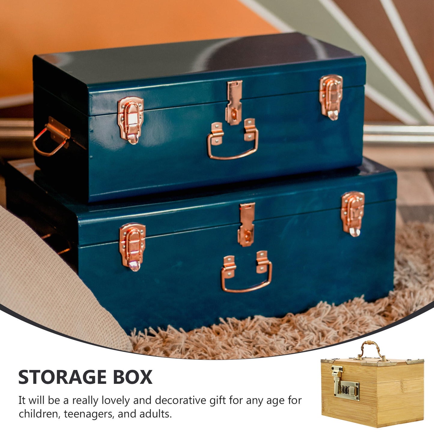 SWETRACE Retro Money-Saving Box With Combination Lock - Scratch- Keepsakes Container 1Pc 11.8x3.9x3.9in V1189-LWWAL-20260327-03597