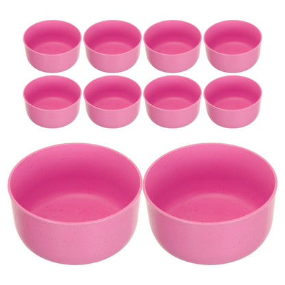 SWETRACE 10Pcs Round Pink Plastic Bowls for Soup and Rice Reusable Home Use V1189-LWWAL-20260327-03603