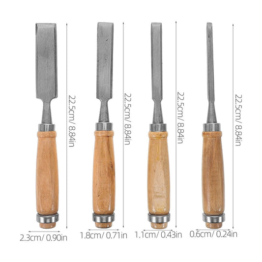 SWETRACE 4Pcs Flat Chisel Woodworking Tool Set for Shaping and Sculpting 8.9X0.2X0.2in V1189-LWWAL-20260327-03641