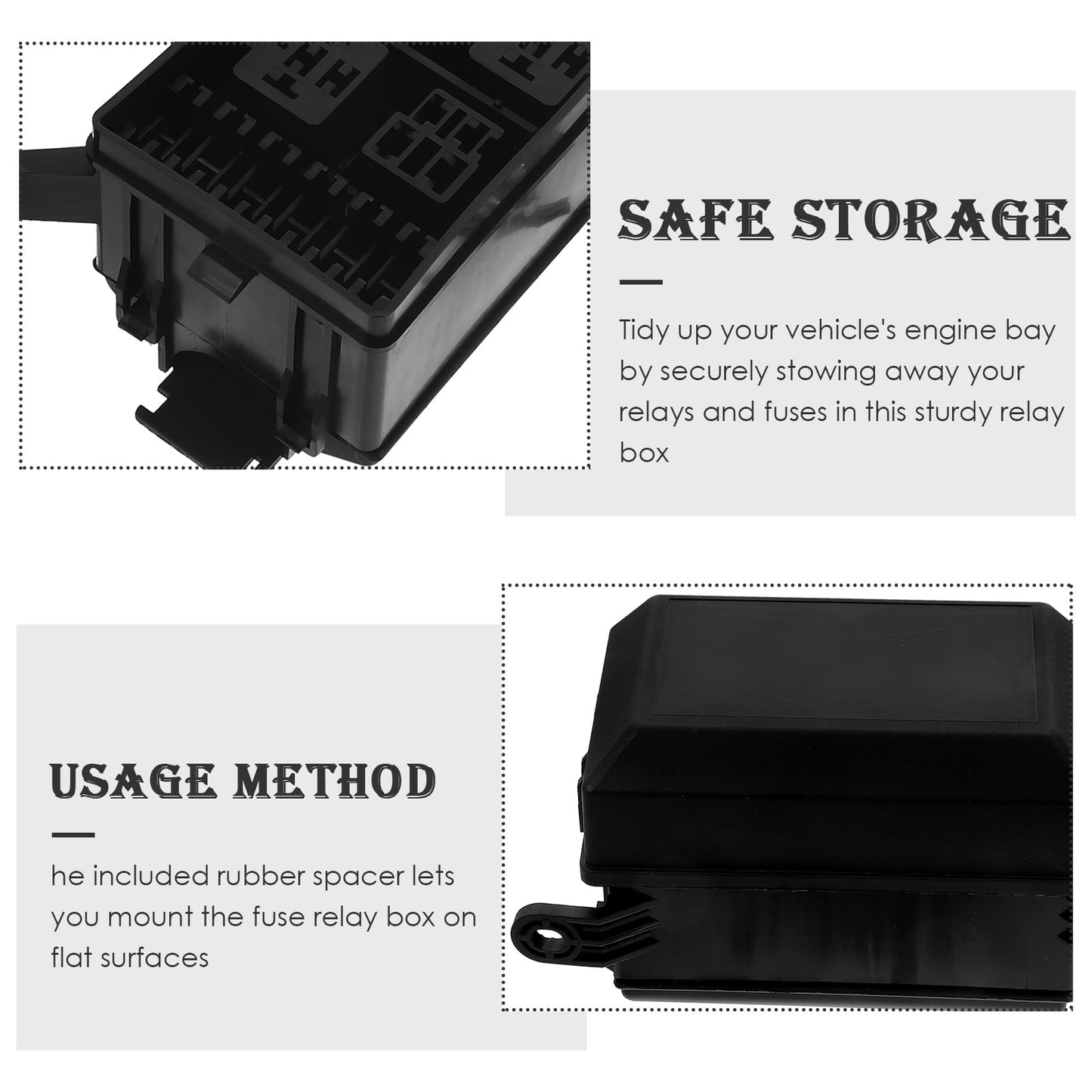 SWETRACE Black Rectangular Fuse Relay Box with Sturdy Design for Automotive Relay 1Pcs V1189-LWWAL-20260327-03645