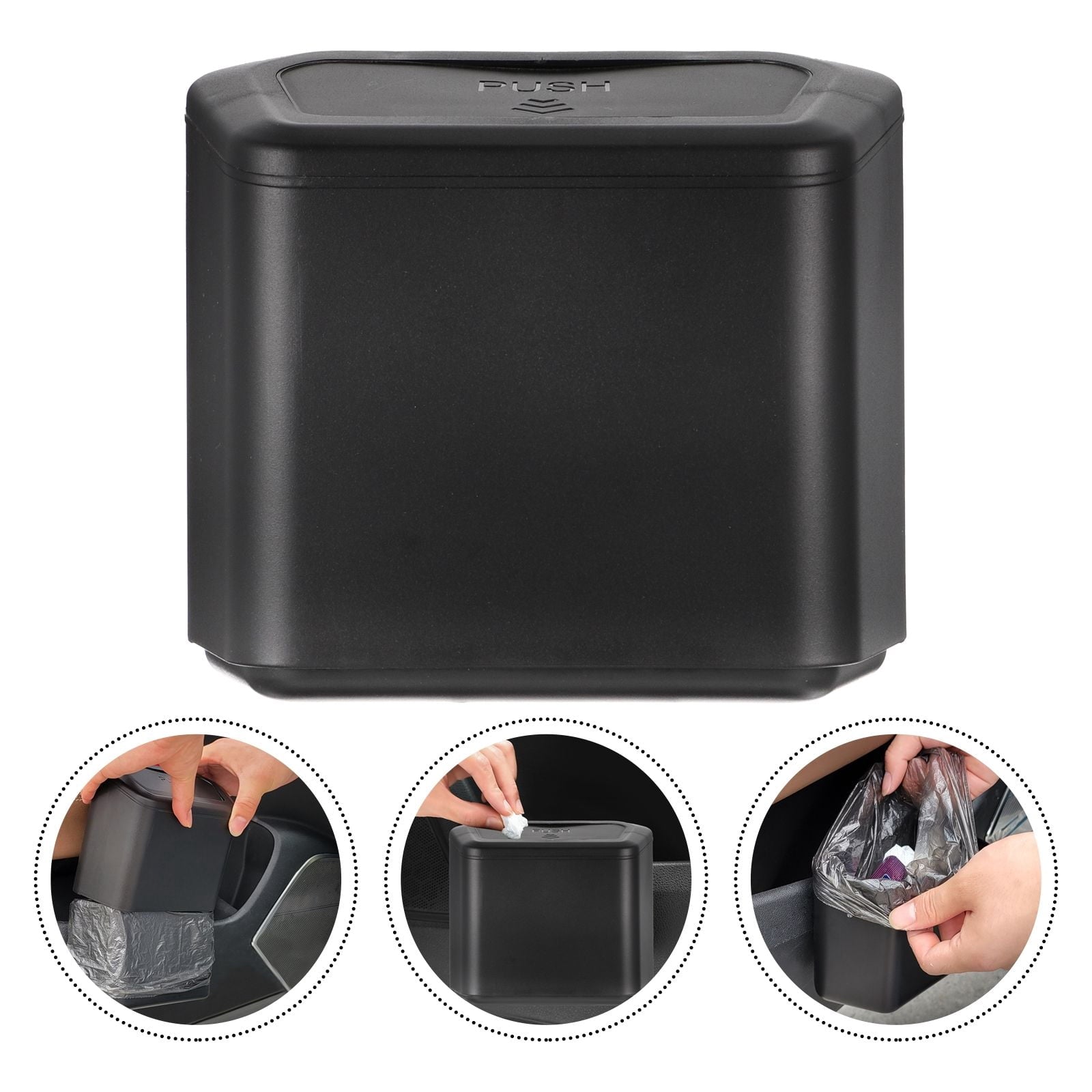 SWETRACE 1Set Trash Holder for Car Rectangular Black Plastic with for Drivers V1189-LWWAL-20260327-03650