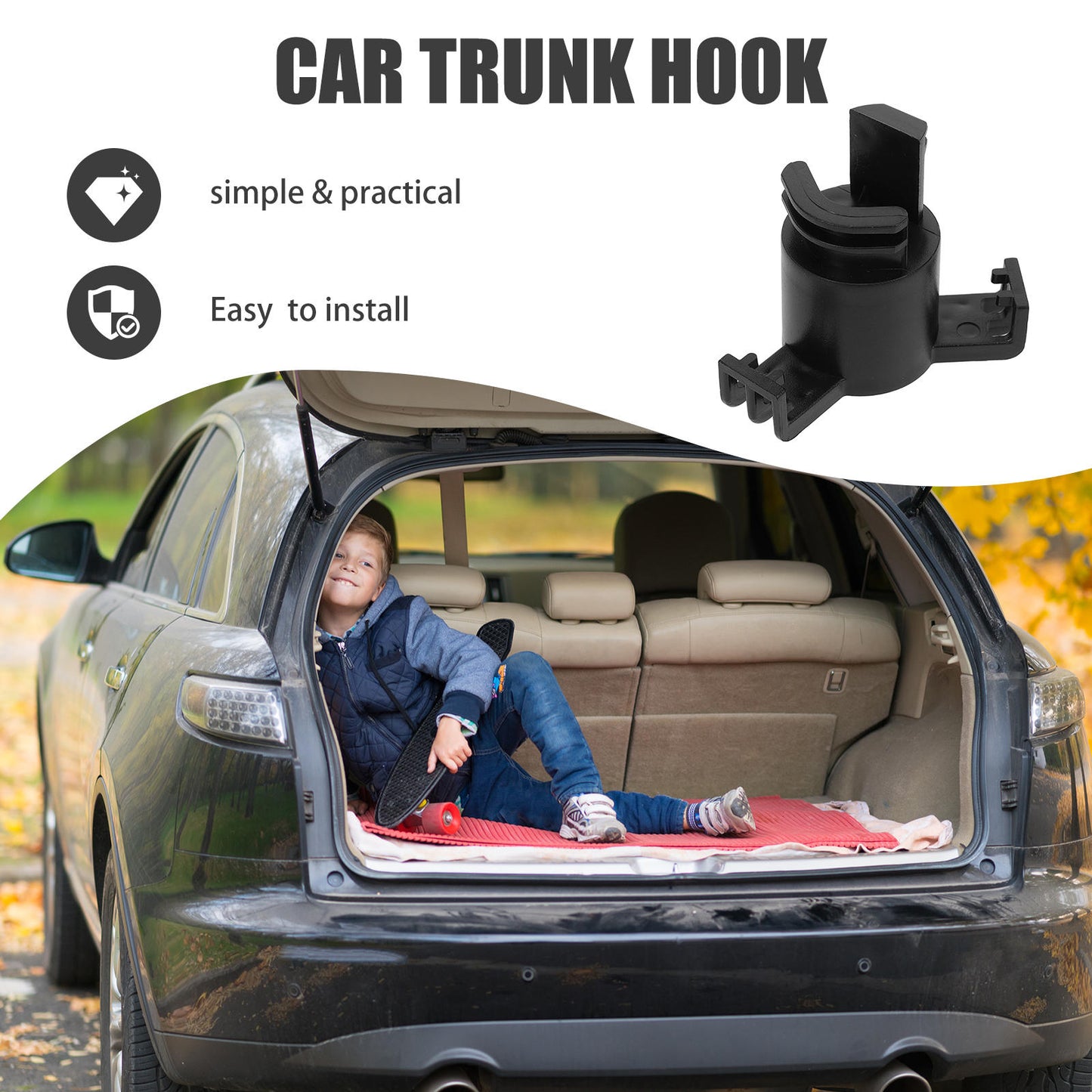 SWETRACE 1Pcs Trunk Hook for Car with Simple Design Storage 8.50X6.50X4.00Cm V1189-LWWAL-20260327-03707