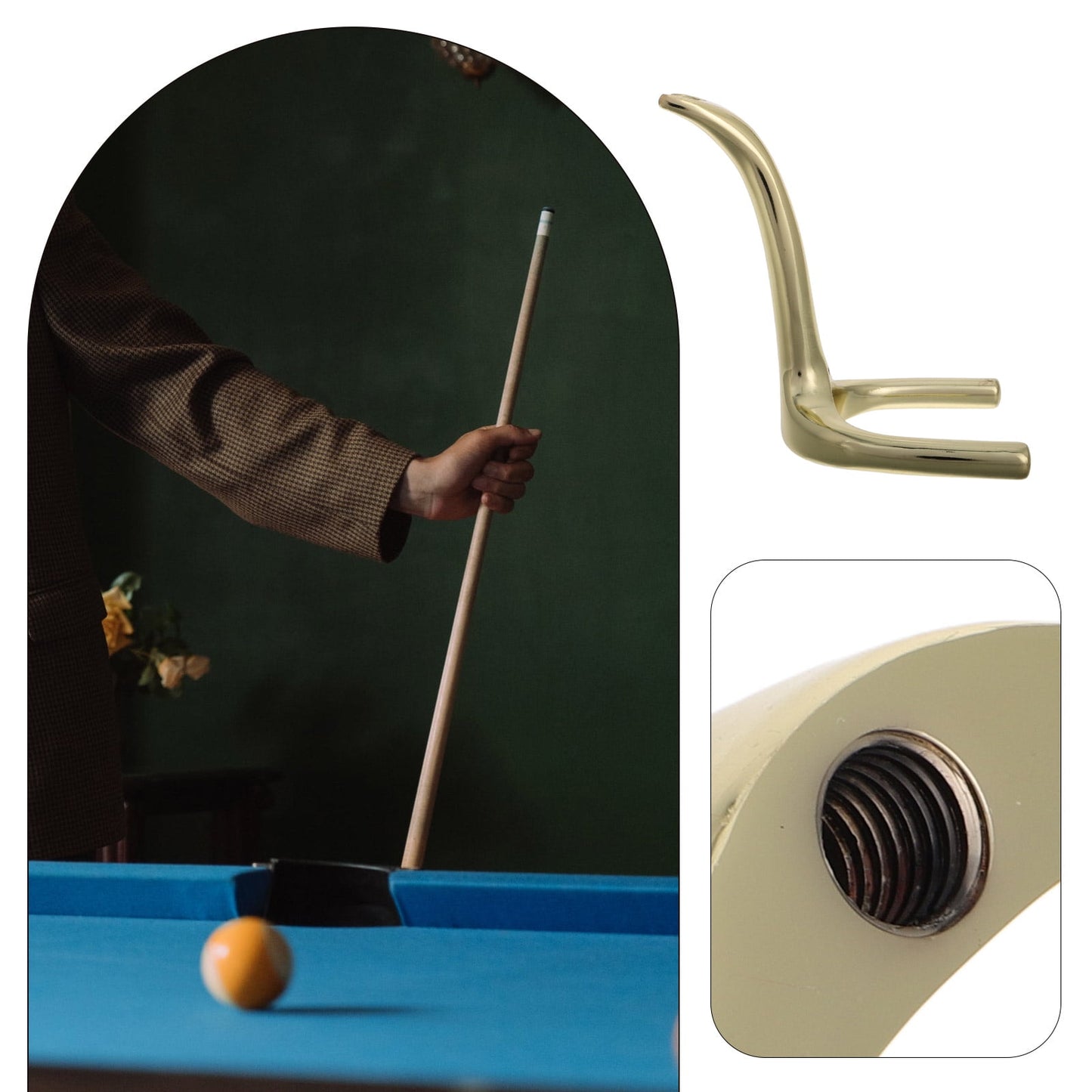 SWETRACE 1Pcs Elegant Copper Billiards Bridge Head for Pool Sticks and Rooms Stability V1189-LWWAL-20260327-03717