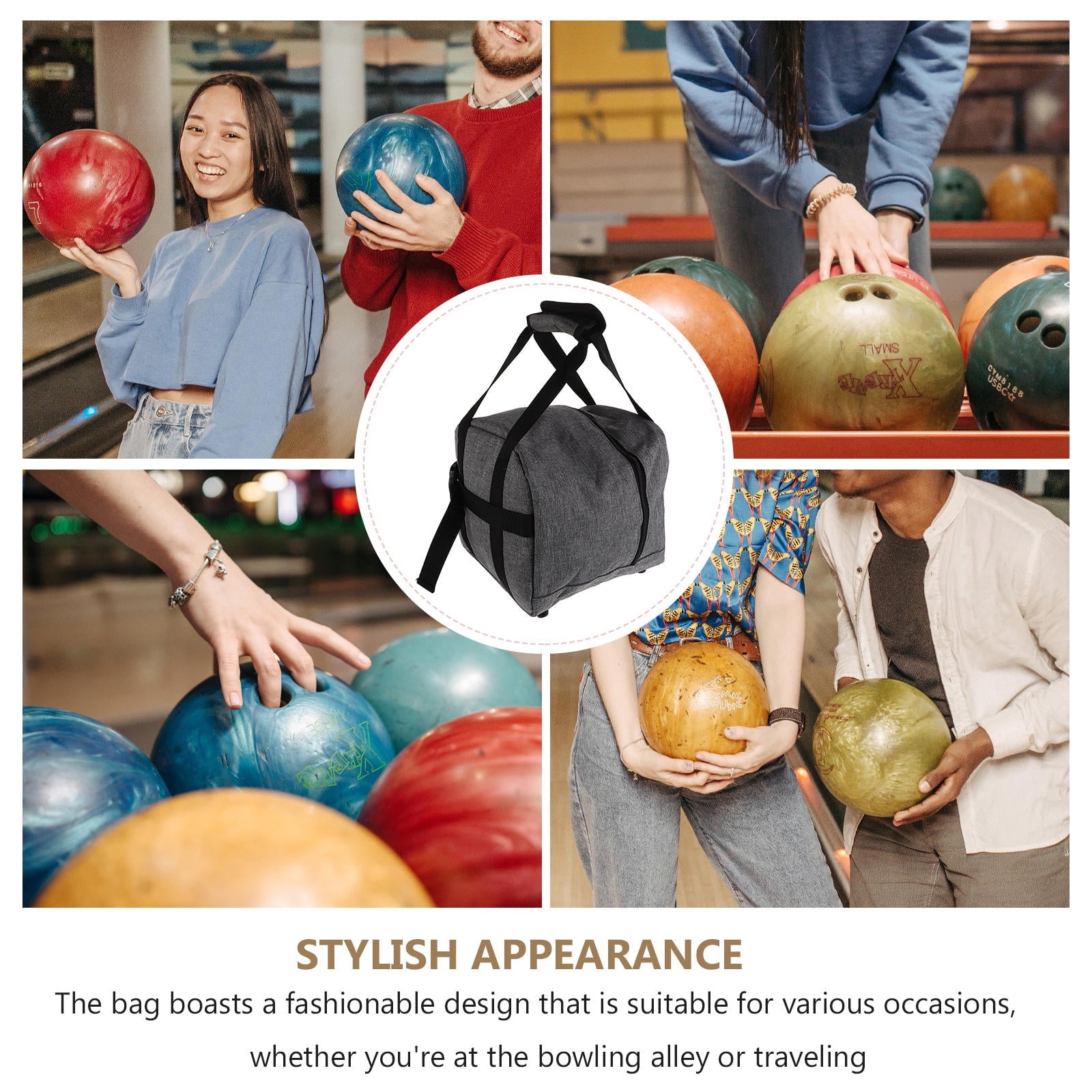 SWETRACE Single Ball Bowling Bag 1Pcs Grey Polyester with Ball Protection Feature for .7x8.7x8.7in V1189-LWWAL-20260327-03752
