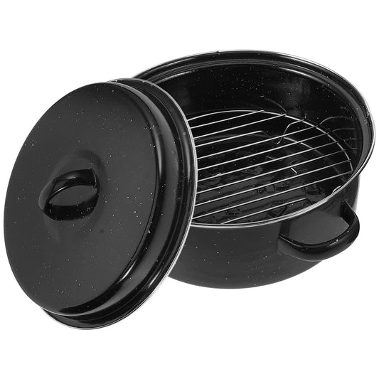 SWETRACE Iron Covered Roaster Pan With Lid Daily Use For Households 10.6X9.4X6.9In V1189-LWWAL-20260327-03769