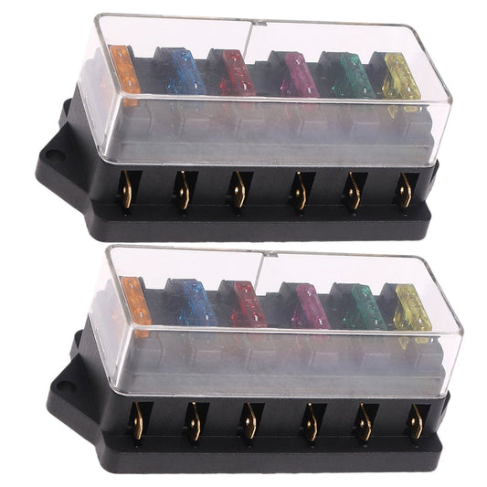 SWETRACE 2Pcs Metal 6 Way Fuse Holder for Vehicle Maintenance Electrical Installation Car Fuse Accessory V1189-LWWAL-20260327-03772