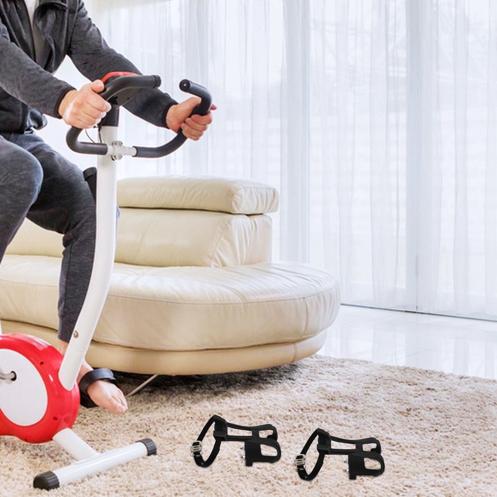 SWETRACE 2Pcs Bike Pedal Toe Cages And Straps Black for Secure Installation V1189-LWWAL-20260327-03797